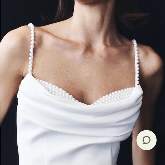 Meshki White Mini Dress with Pearl Details - Picture 3 of 12